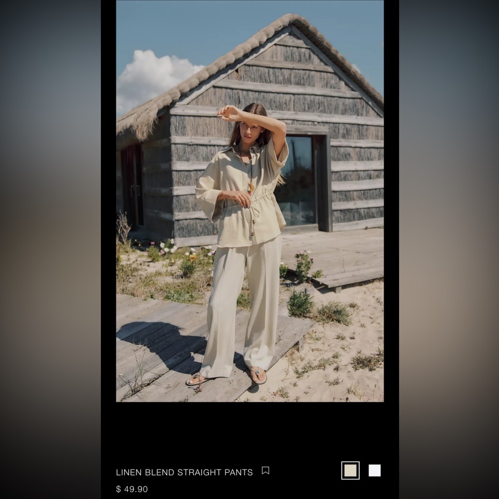 Zara linen blend straight pants
